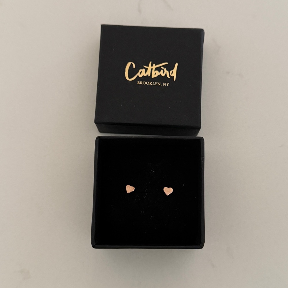 Catbird Classic Heart Studs in 14K Rose Gold